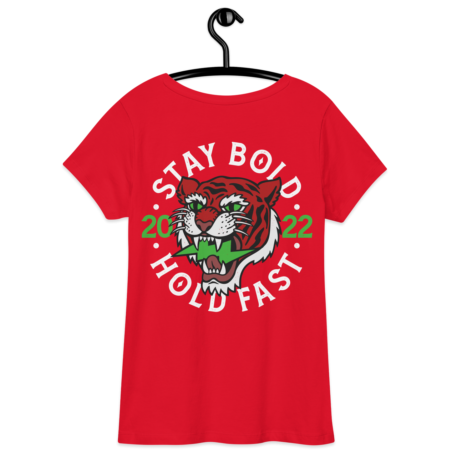 Stay bold tiger - Red on red fitted v-neck t-shirt - Firebone